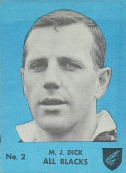 1968 Playtime Rugby Gum Famous Rugby Players - Blue #2 Malcolm Dick Front
